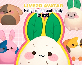 Anpassbarer Vtuber Blop Bunny Pack: Vollständig manipulierter Live2D Karate-Avatar