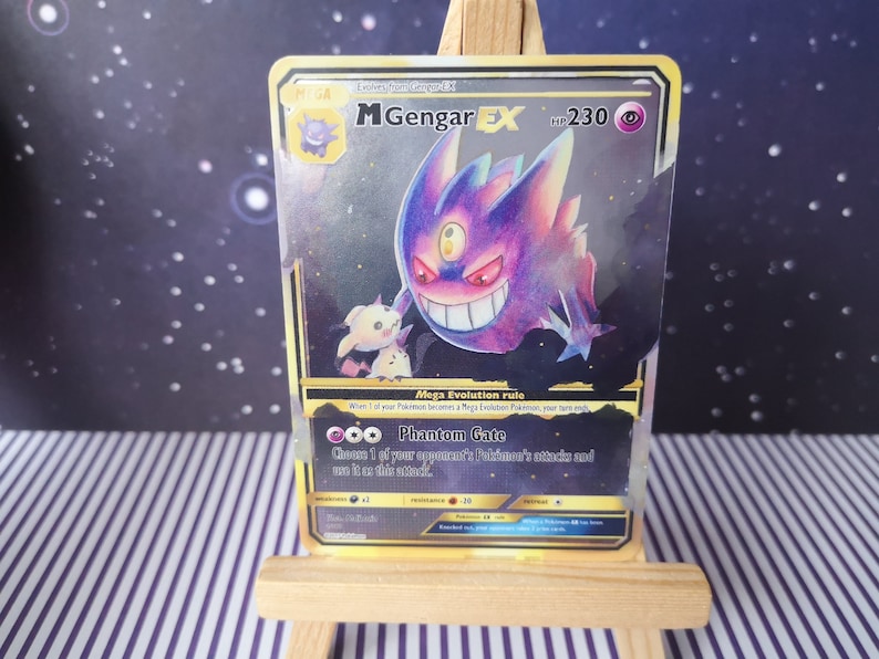 Holo Mega Gengar and mimikyu/ Custom holographic Pokémon card / EX card image 4