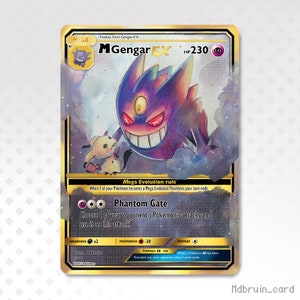 Holo Mega Gengar and mimikyu/ Custom holographic Pokémon card / EX card image 2