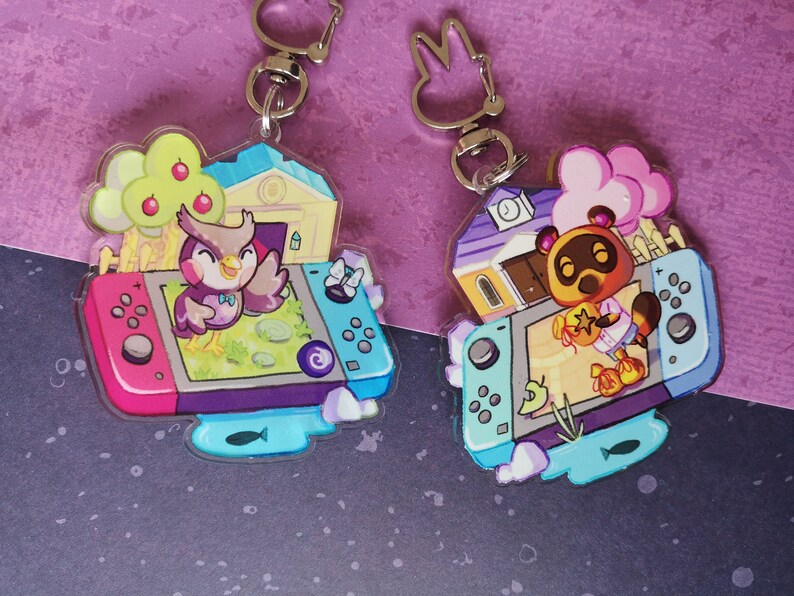 Acrylic Animal crossing Tom Nook and Blathers Charm double Etsy