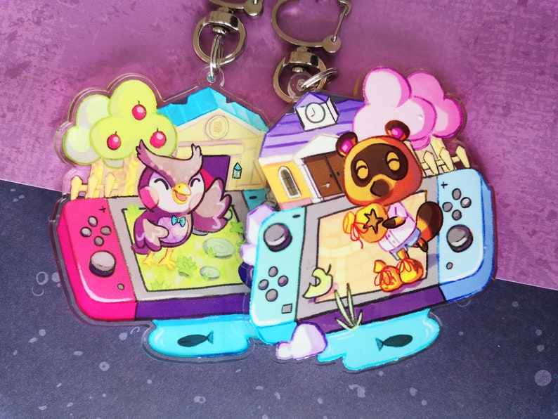 Acrylic Animal crossing Tom Nook and Blathers Charm double Etsy