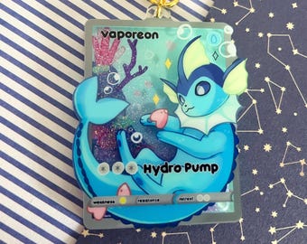 eeveelution liquid glitter charms vaporeon / double sided / 8 cm /