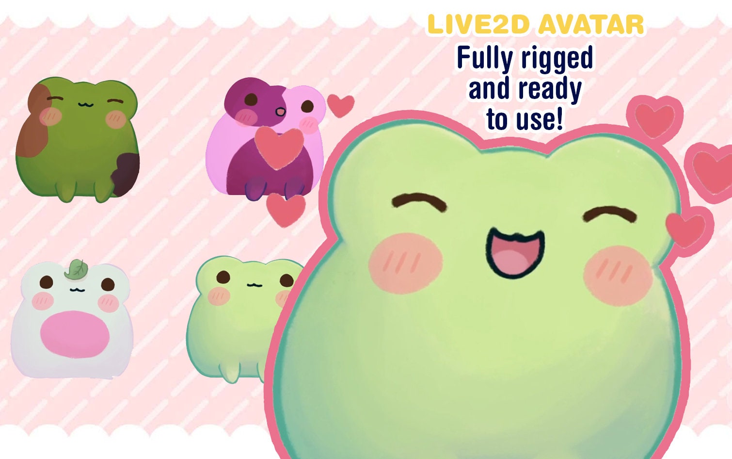 Vtuber - frog - vtuber pet - Fully Body/Fully rigged Live2D Avatar