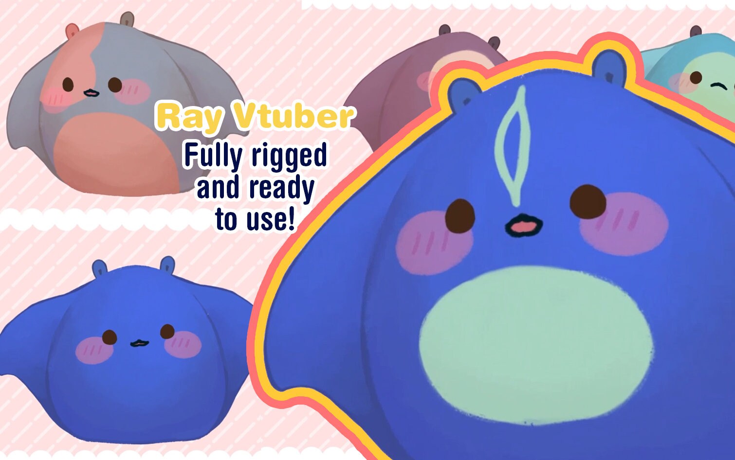 Customizable Vtuber Blop - Ray | Vtuber pet | Fully Body/Fully rigged Live2D Avatar