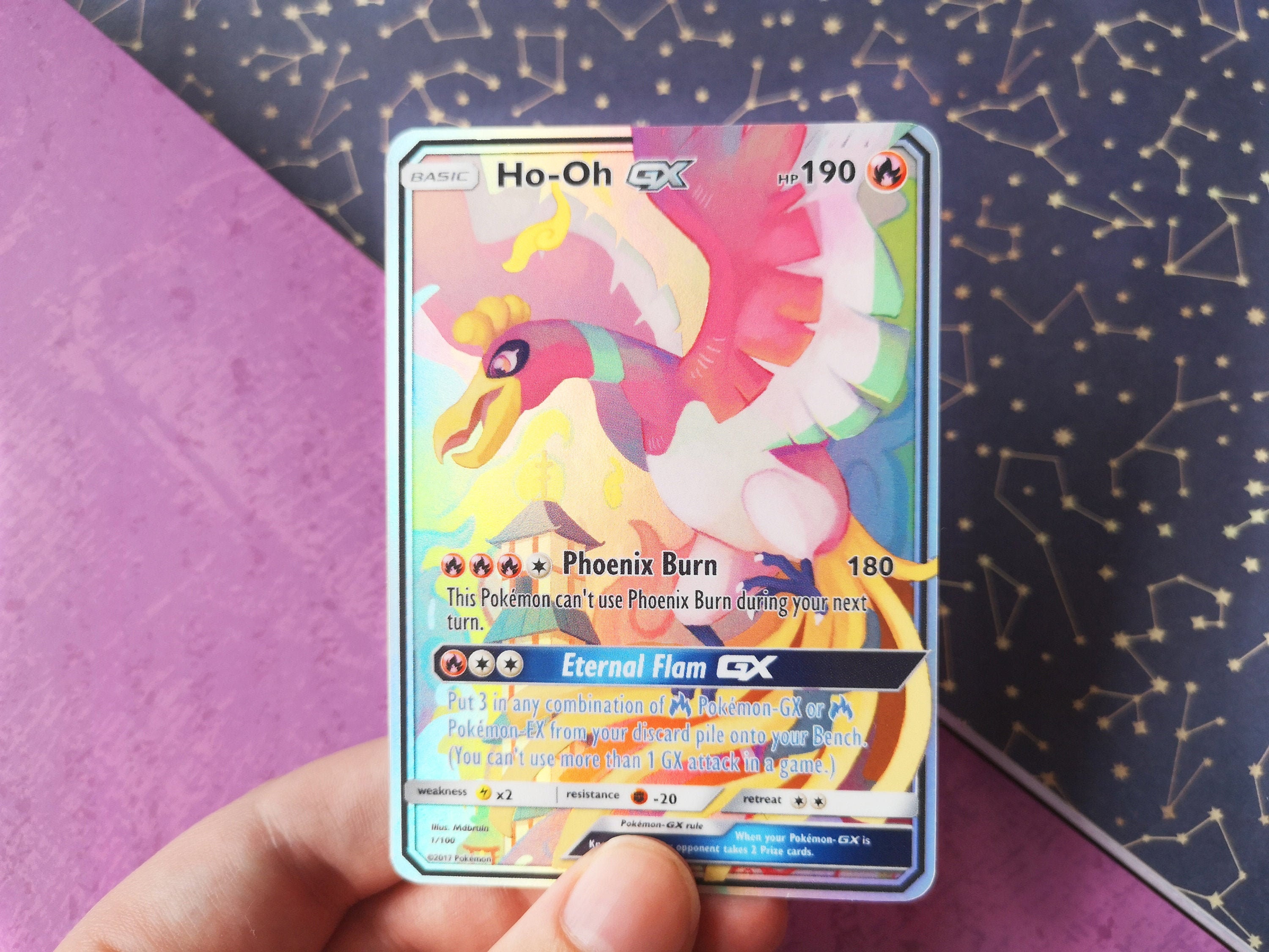 Pokemon Ho-oh Hooh Ho Oh GX Custom Full Art Metal Pokemon Card -   Denmark