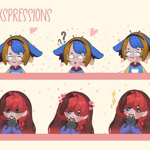 Puede incluir: Dos personajes de dibujos animados con diferentes expresiones. El primer personaje tiene el pelo azul y lleva gafas. El segundo personaje tiene el pelo rojo y sostiene un gato negro.