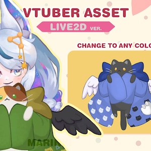 vtuber asset | cozy blanket with cat or coffee/tea | Live2D version