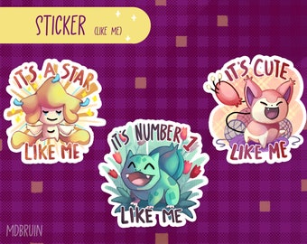 Nice Pokemon stickers | like me | Skitty, Jirachi, Bulbasaur
