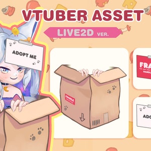 activo vtuber / caja de cartón / Adoptame y mango frágil con cuidado etiqueta frágil / versión Live2D /