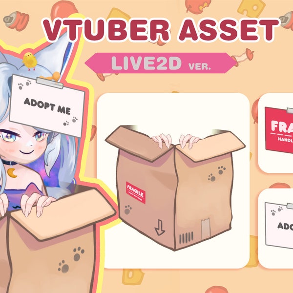 vtuber asset | cardboard box  | Adopt me & fragile handle with care fragile lable | Live2D version |