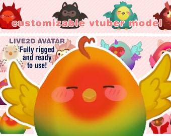 Customizable Chicken, Bat, Owl Vtuber Model - Fully Rigged Live2D Avatar