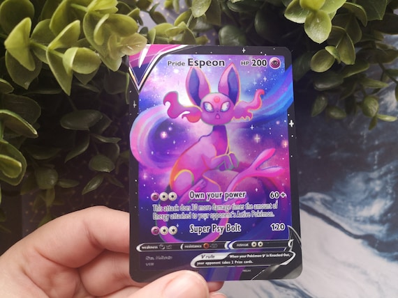 Holo Pride Month Bi Espeon / Hand Made Custom Holographic Pokmon Card / V  Card - Etsy Canada