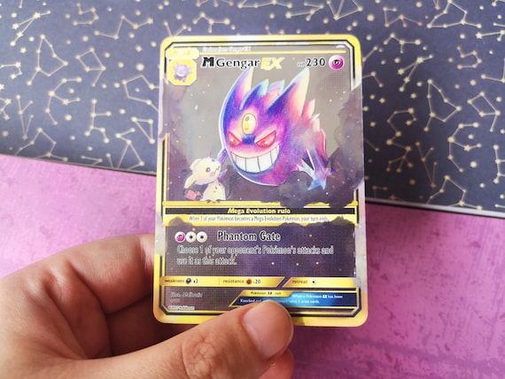 Holo Mega Gengar and Mimikyu/ Custom Holographic Pokémon Card 
