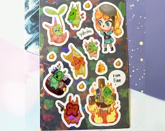 Sticker Bogen Legende von Zelda Link und Korok / A6 holographische Vinyl Aufkleber