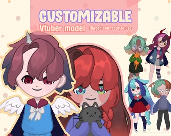 Customizable chibi Vtuber model - Fully Body/Fully rigged Live2D Avatar / ready to use!