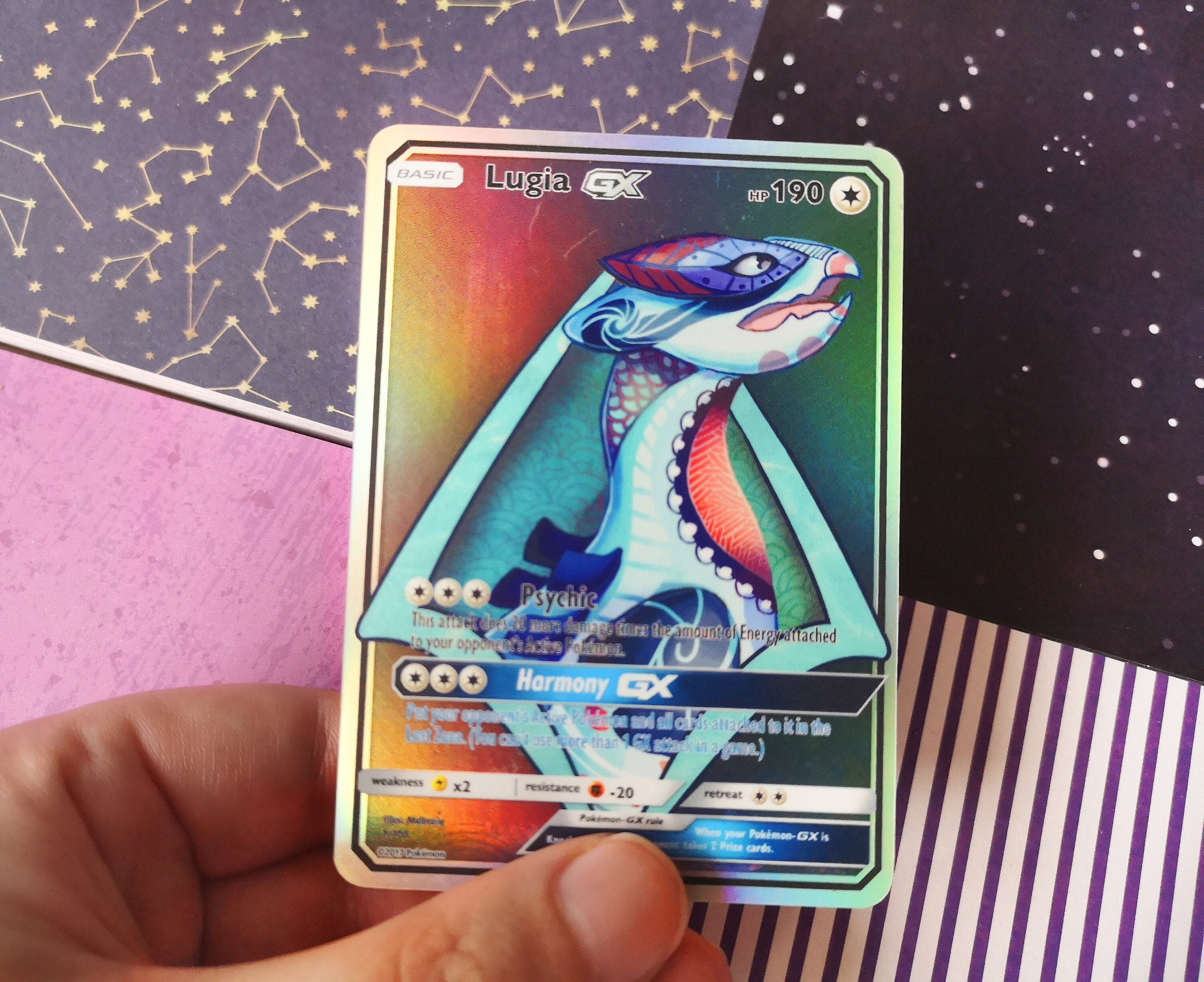 Pokemon Lugia GX Full Art Silver Metal Custom Card Hard Metal -   Portugal