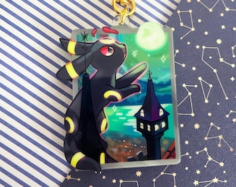 eeveelution liquid glitter charms Umbreon / double sided / 8 cm /