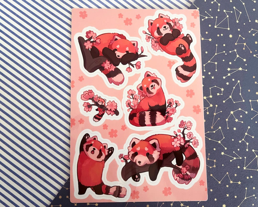 Sticker Sheet Red Panda / A6 Holographic Vinyl Sticker - Etsy