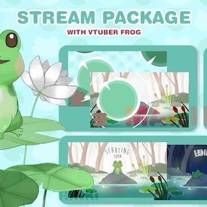 Cute Frog Stream Overlay & frog vtuber model | frog emotes | Cozy Stream Overlay |