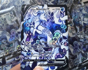 Alolan Ninetales holographic pokemon card / fake custom card / Vcard