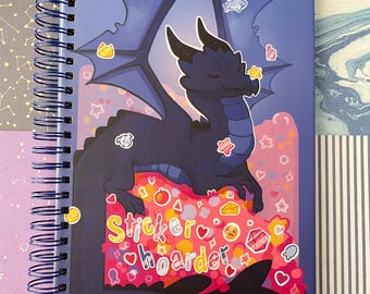 sticker hoarder Dragon - Reusable Sticker Book hard cover - size A5