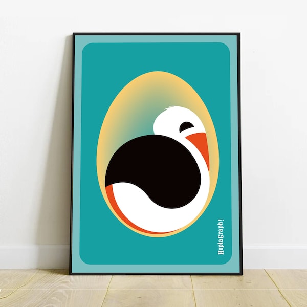 POSTER/PAINTING Original creation, "Baby Storik in the egg" #alsace #popculture #decoration #poster #stork