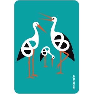 Ilustración de póster - Creación original, "BretzelStorig familli" #alsacia #culturapop #decoración #póster #cigüeña #pretzel