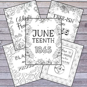 juneteenth coloring pages pack of 5 etsy