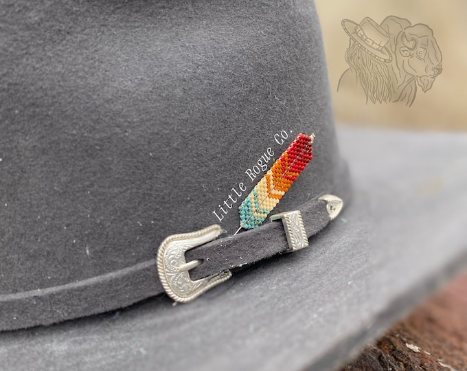 Featured listing image: Beaded Feather Hat Pin | Little Rogue Co.