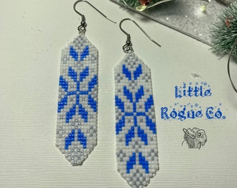 Winter Christmas Loom Beaded Earrings | Western Earrings | Little Rogue Co