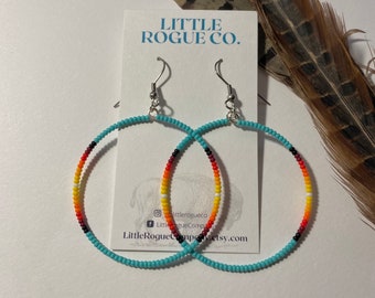 Calico Hoops | Little Rogue Co. | hoop earrings | beaded earrings | Aztec earrings |  western earrings