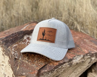 Curved Bill Leather Patch Hat | Leather Patch Hat | Beaded hat | Trucker cap | Snap-Back | Little Rogue Co Logo Hat