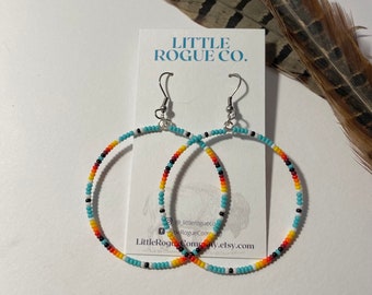The Ochoco Hwy Hoops | Little Rogue Co. | hoop earrings | beaded earrings | Aztec earrings |  western earrings