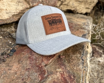 Curved Bill Leather Patch Hat | Leather Patch Hat | Beaded hat | Trucker cap | Snap-Back | Little Rogue Co Logo Hat