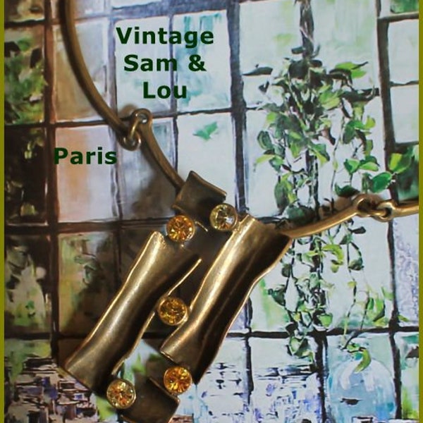 Collier bronze massif avec strass. Vintage 2003. Sam & Lou Paris.
