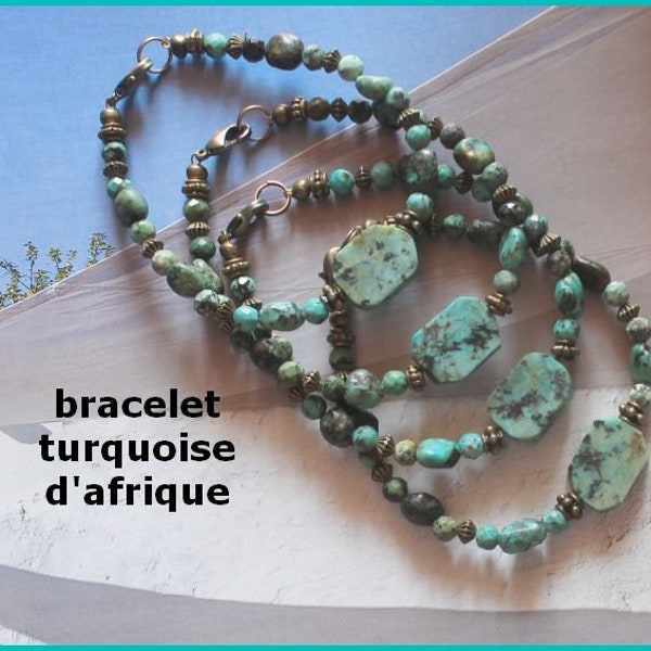 Bracelet en Turquoise d'Afrique perles 8 mm