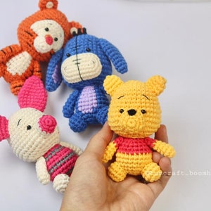 Crochet pooh and friends set or pooh, tigger, eeyore, piglet, lumpy, kanga, roo, rabbit baby shower decor pooh