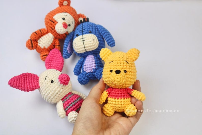 Crochet pooh and friends set or pooh, tigger, eeyore, piglet, lumpy, kanga, roo, rabbit baby shower decor pooh