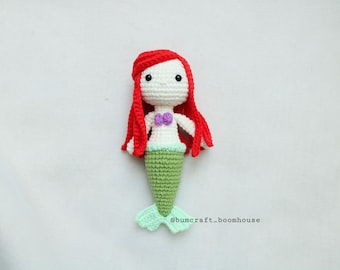 Gotowe do wysyłki: Ręcznie robiona lalka księżniczka Ariel - szydełkowa syrenka amigurumi - pluszowa mała syrenka - inspirowane prezentami - pomysły na szydełkowanie