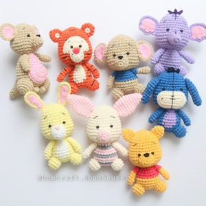 Crochet pooh and friends set or pooh, tigger, eeyore, piglet, lumpy, kanga, roo, rabbit baby shower decor image 8