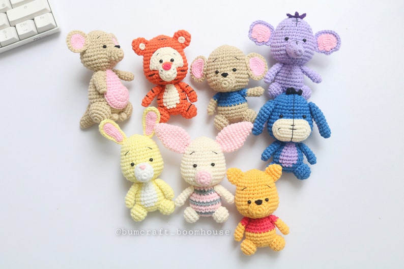 Crochet pooh and friends set or pooh, tigger, eeyore, piglet, lumpy, kanga, roo, rabbit baby shower decor image 8