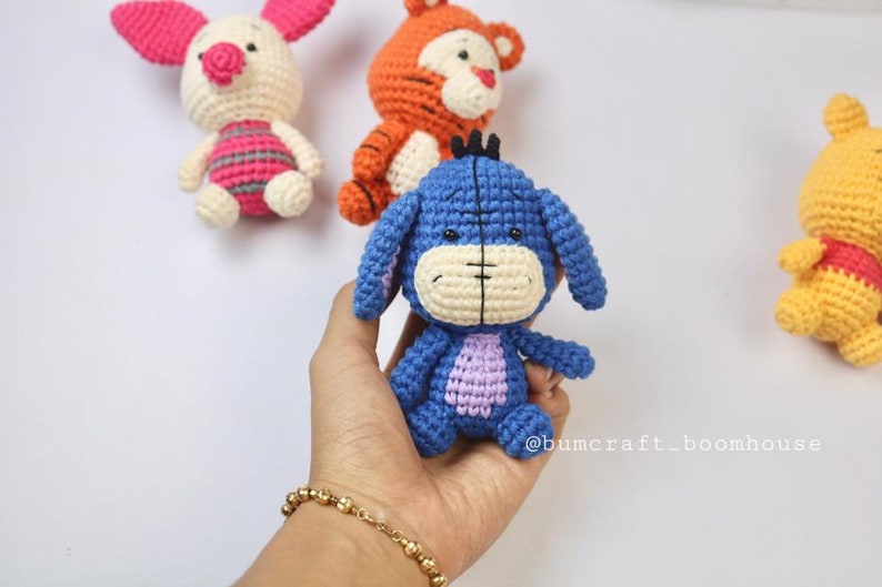 Crochet pooh and friends set or pooh, tigger, eeyore, piglet, lumpy, kanga, roo, rabbit baby shower decor eeyore