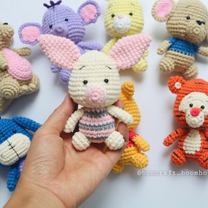 Crochet pooh and friends set or pooh, tigger, eeyore, piglet, lumpy, kanga, roo, rabbit baby shower decor piglet