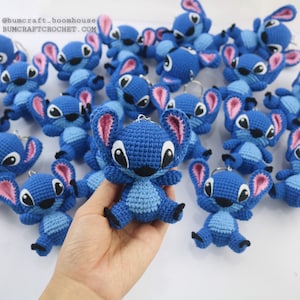 READY-to-SHIP:STITCH crochet keychain, handmade decor, amigurumi toys