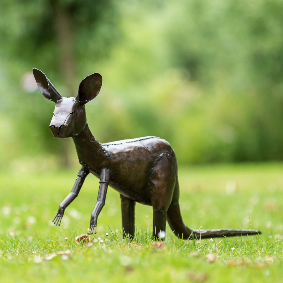Kangaroo Metal Garden decoration Handmade statue Etsy