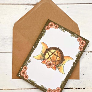 Witchy Blank Greeting Card, Stationery for Green Witch
