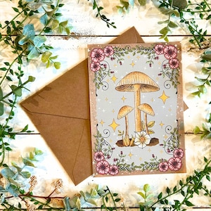 Handmade Mushroom Greeting Card: Cottagecore Nature Illustration
