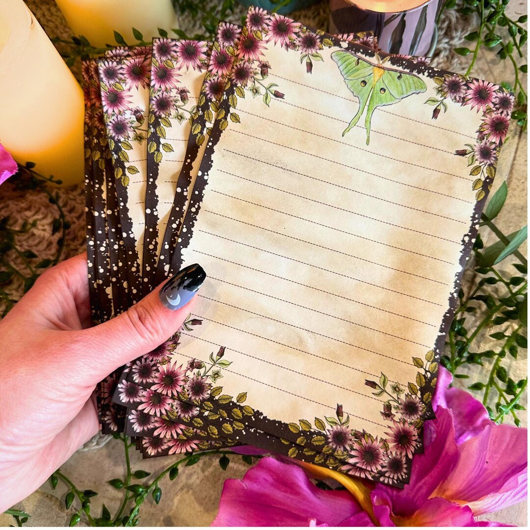 Handmade Witchy Luna Moth Note Paper Set, for Journaling Ephemera or ...