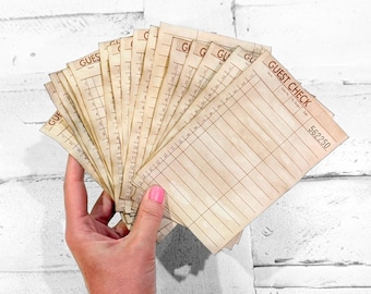 20 Handmade Coffee-Dyed Diner Receipt Journaling Papers, 4x6 Inch Vintage Style Ephemera