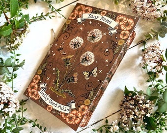 Personalized Tarot or Oracle Daily Card Pull Journal, Handmade, 60 Coffee-Dyed Vintage-Inspired Pages, Witchy Gift, Fairycore Vibes